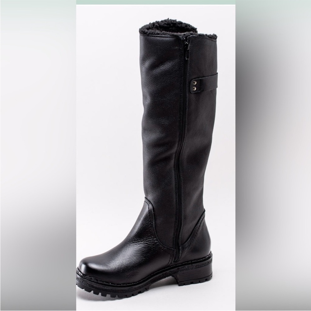 Musse & Cloud Black Lug Sole Fleece Lined Moto Boots EUR 40 / US 9 - Picture 2 of 11